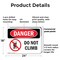 Signmission Do Not Climb, 24 in W x Rectangle, Plastic OS-2PACK-DS-P-1824-L-2100 - alternate 2